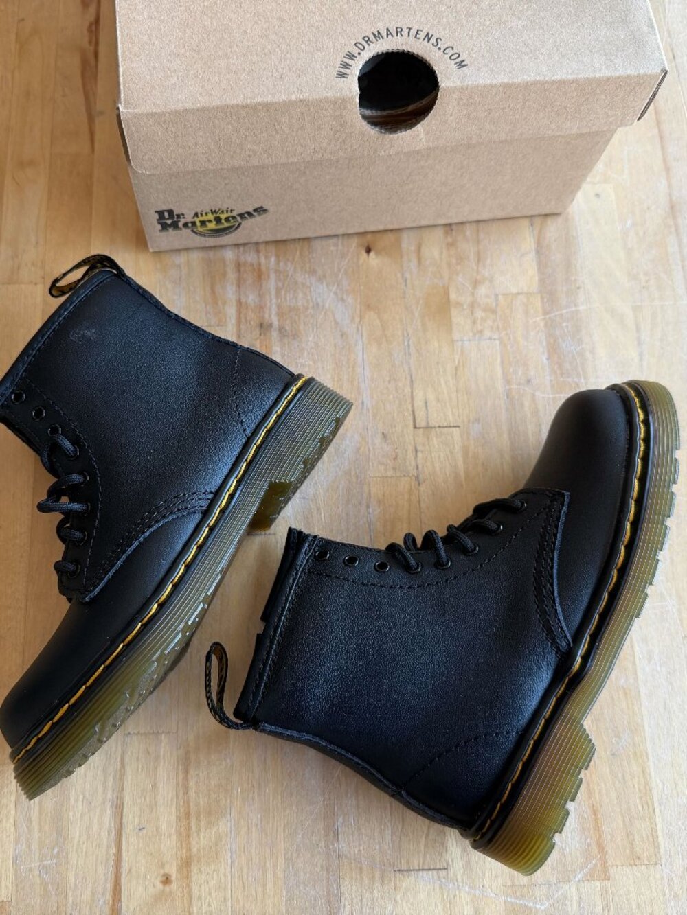 Dr Martens TODDLER 1460 SOFTY T LEATHER LACE UP BOOTS/Black size US 10/Brand New